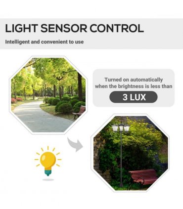 3-Solar Powered Lamp Post, IP44, 51.5Lx47Wx182.5H cm-Black
