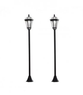 2 PCS LED Garden Lights Lamp Post Solar Powered Lantern black