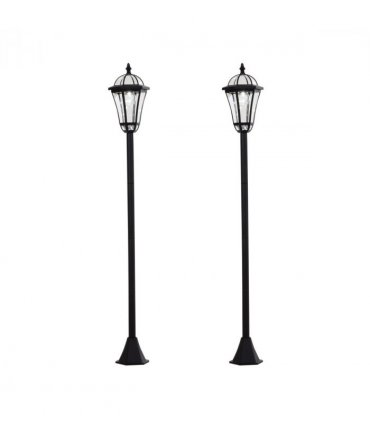 2 PCS LED Garden Lights Lamp Post Solar Powered Lantern black