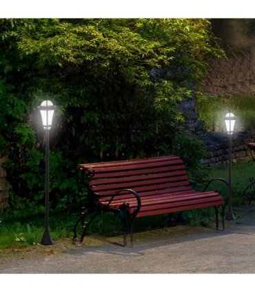 2 PCS LED Garden Lights Lamp Post Solar Powered Lantern black