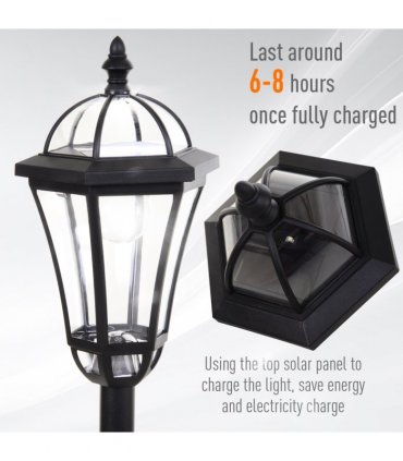 2 PCS LED Garden Lights Lamp Post Solar Powered Lantern black