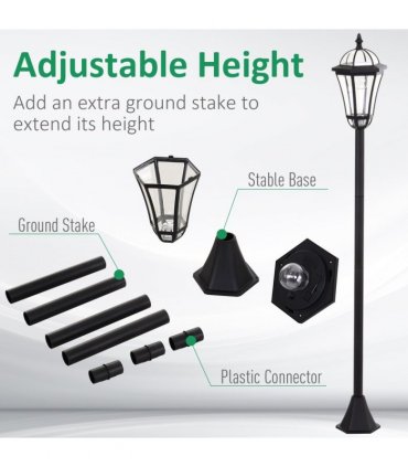 2 PCS LED Garden Lights Lamp Post Solar Powered Lantern black