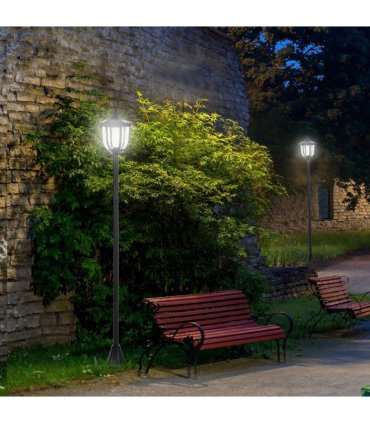 Garden Solar LED Lamp Post Black ABS 26.5cm x 26.5cm x 177cm 1.77m Tall