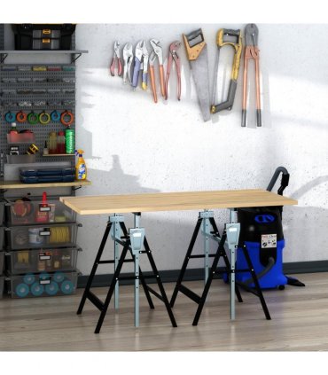 2xTelescopic Builders Trestle Work Bench-Black