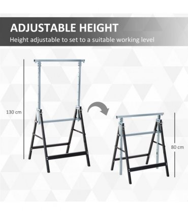 2xTelescopic Builders Trestle Work Bench-Black