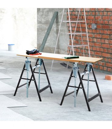 2xTelescopic Builders Trestle Work Bench-Black
