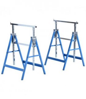 Set Of 2 Steel Adjustable Saw Horses Telescopic Builders Trestle/Bench