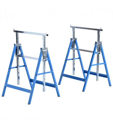 Set Of 2 Steel Adjustable Saw Horses Telescopic Builders Trestle/Bench