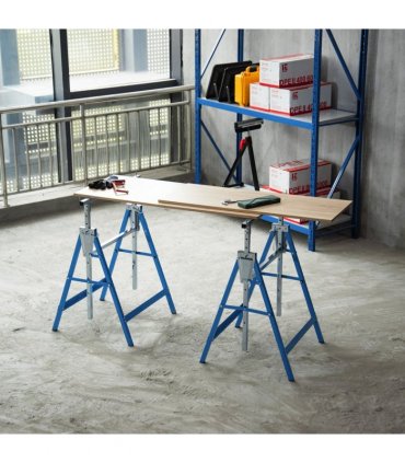 Set Of 2 Steel Adjustable Saw Horses Telescopic Builders Trestle/Bench