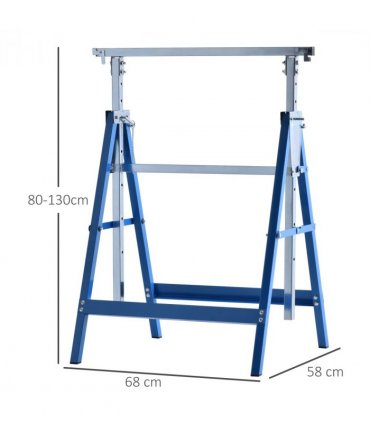 Set Of 2 Steel Adjustable Saw Horses Telescopic Builders Trestle/Bench