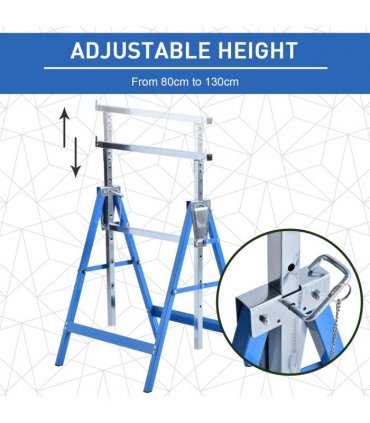 Set Of 2 Steel Adjustable Saw Horses Telescopic Builders Trestle/Bench