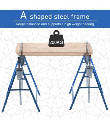 Set Of 2 Steel Adjustable Saw Horses Telescopic Builders Trestle/Bench