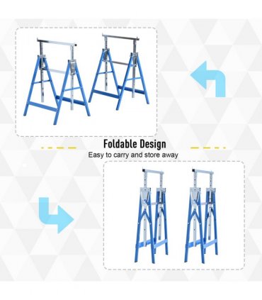 Set Of 2 Steel Adjustable Saw Horses Telescopic Builders Trestle/Bench