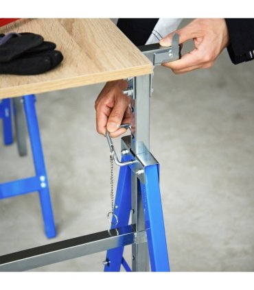 Set Of 2 Steel Adjustable Saw Horses Telescopic Builders Trestle/Bench