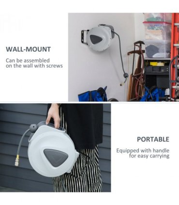 Retractable Air Hose Reel 10m+90cm Hose Diameter 3/8" 9.5mm Hose Connector 1/4"