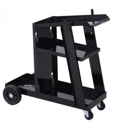 Welding Cart Welder Trolley Garage for Gas Bottle Wheels, Black