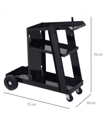 Welding Cart Welder Trolley Garage for Gas Bottle Wheels, Black