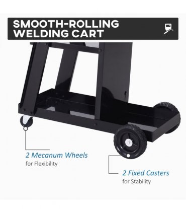 Welding Cart Welder Trolley Garage for Gas Bottle Wheels, Black