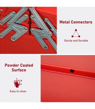 Metal Tool Box 3 Tier 5 Tray Professional Toolbox, 45x22.5x34.5cm, Red