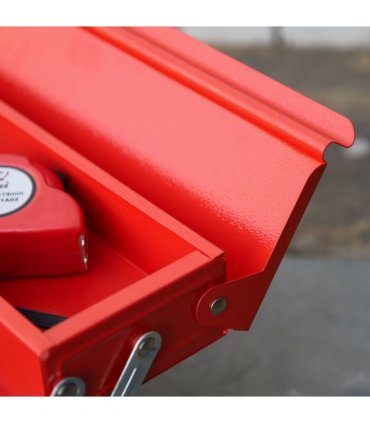 Metal Tool Box 3 Tier 5 Tray Professional Toolbox, 45x22.5x34.5cm, Red