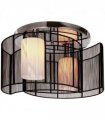 Chandelier, Fabric, Cream white, Black, 40x25H cm, Chrome/Fabric-Black
