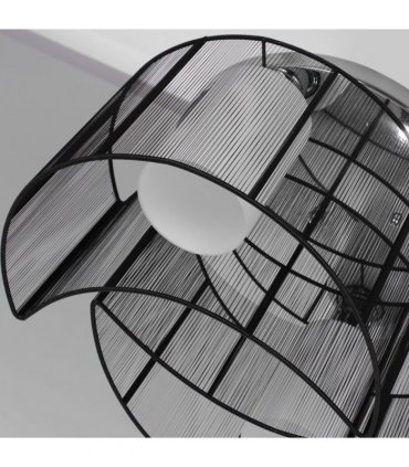 Chandelier, Fabric, Cream white, Black, 40x25H cm, Chrome/Fabric-Black