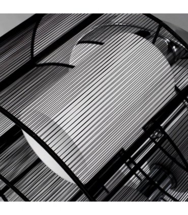 Chandelier, Fabric, Cream white, Black, 40x25H cm, Chrome/Fabric-Black