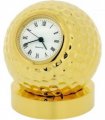Miniature Clock Goldtone Plated Metal Golf Ball on Stand Solid Brass IMP25 - CLEARANCE NEEDS RE-BATTERY