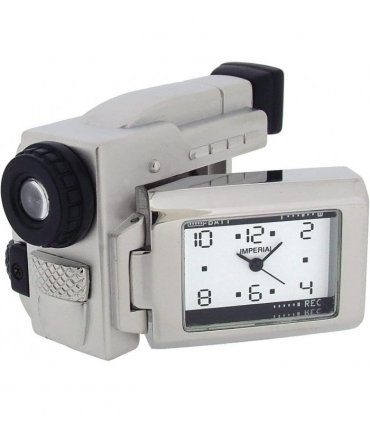 Miniature Clock Silver Plated Metal Video Camera Solid Brass IMP1057S - CLEARANCE NEEDS RE-BATTERY
