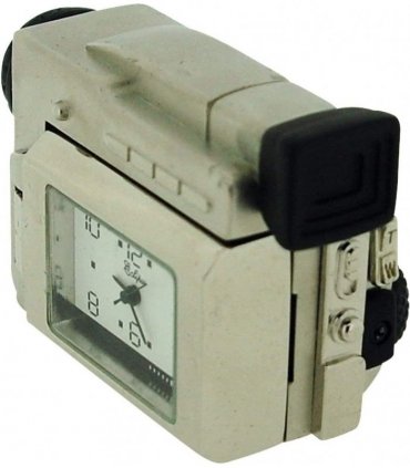 Miniature Clock Silver Plated Metal Video Camera Solid Brass IMP1057S - CLEARANCE NEEDS RE-BATTERY