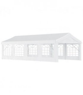 Gazebo Steel PE White 800L x 400W x 280Hcm 8m Garden Marquee Canopy Party