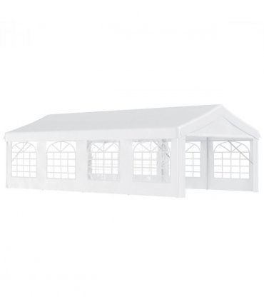 Gazebo Steel PE White 800L x 400W x 280Hcm 8m Garden Marquee Canopy Party