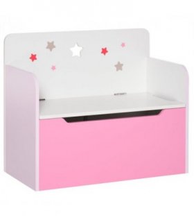 Kids Wooden Toy Box Children Storage Chest Bench Organiser Bedroom Pink HOMCOM