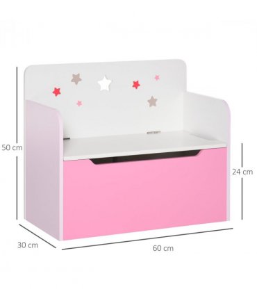 Kids Wooden Toy Box Children Storage Chest Bench Organiser Bedroom Pink HOMCOM