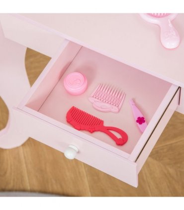 Kids Vanity Table & Stool Girls Dressing Set Make Up Desk with Mirror HOMCOM