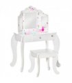 Kids Vanity Table & Stool Girls Dressing Set w/ Rotatable Mirror Drawer HOMCOM
