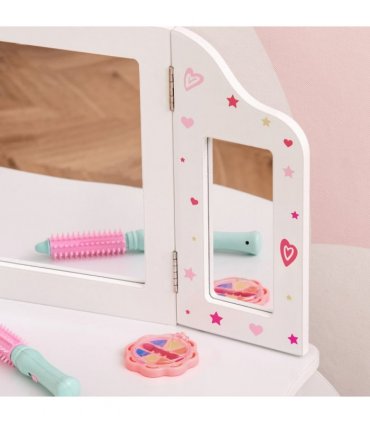 Kids Vanity Table & Stool Girls Dressing Set w/ Rotatable Mirror Drawer HOMCOM