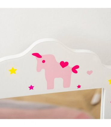 Kids Vanity Table & Stool Girls Dressing Set w/ Rotatable Mirror Drawer HOMCOM
