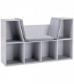 Kids Cabinet w/ Six Compartments for Toys, Clothes, Books - Grey HOMCOM