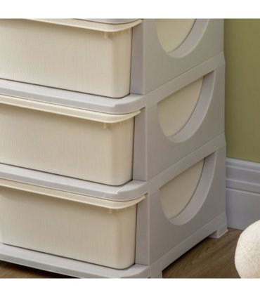 Kids Storage Unit Toy Box Vertical Dresser with Six Drawers - Cream HOMCOM