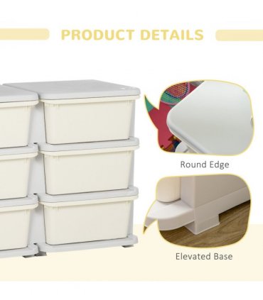Kids Storage Unit Toy Box Vertical Dresser with Six Drawers - Cream HOMCOM