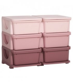 Kids Storage Unit Toy Box Vertical Dresser with Six Drawers - Pink HOMCOM