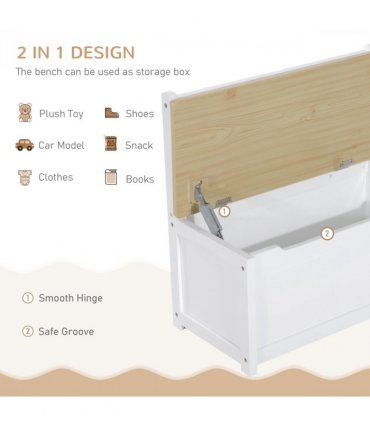4-Piece Set Kids Wood Table Chair Bench Storage Function for 3 Years+ HOMCOM