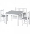 4-Piece Set Kids Wood Table Chair Bench Storage Function for 3 Years+ HOMCOM