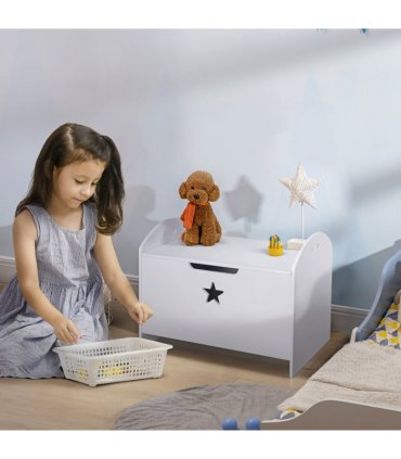 Kids Wooden Toy Children Organizer Side Handle White - MDF 46.5H x 62L x 40Wcm