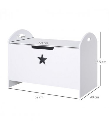 Kids Wooden Toy Children Organizer Side Handle White - MDF 46.5H x 62L x 40Wcm