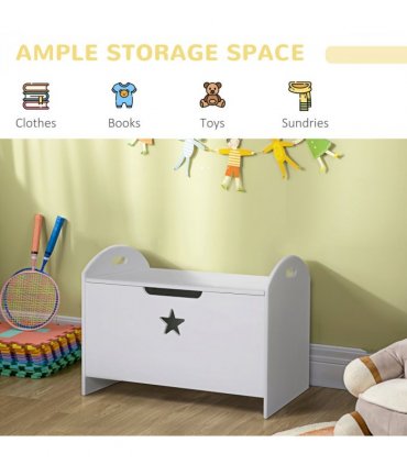 Kids Wooden Toy Children Organizer Side Handle White - MDF 46.5H x 62L x 40Wcm