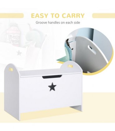 Kids Wooden Toy Children Organizer Side Handle White - MDF 46.5H x 62L x 40Wcm