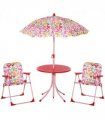 Metal Multi Kids Chair Set Butterfly Pattern Outdoor Parasol 39L x 38W x 52Hcm