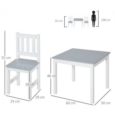 Kids Table and 2 Chairs Set 3 Pieces Toddler Multi-usage Desk Indoor HOMCOM